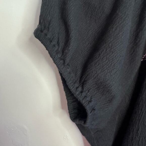 madewell black textured knit embroidered puff sleeve square neck top size medium - Picture 3 of 6